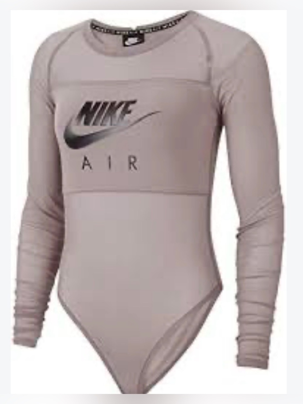 Nike Mauve Mesh Long-Sleeve Bodysuit with Cream Chest Panel